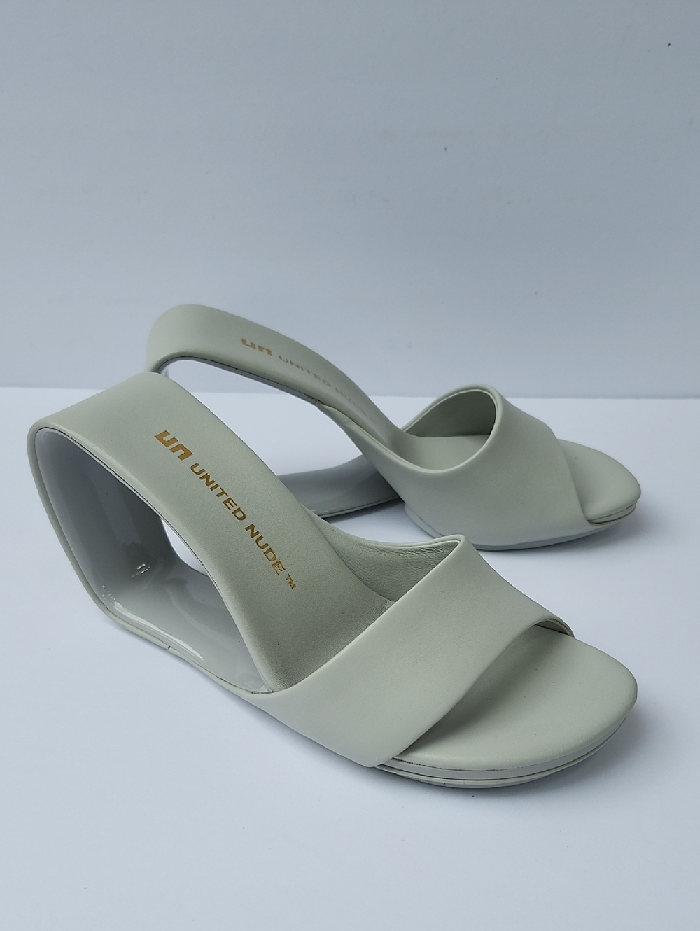 UNITED NUDE MOBIUS LEATHER MID SLIDE SANDALS
